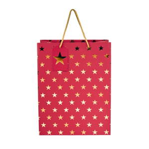 Dárková taška Butlers Vánoční hvězdy, výška 13,5 cm