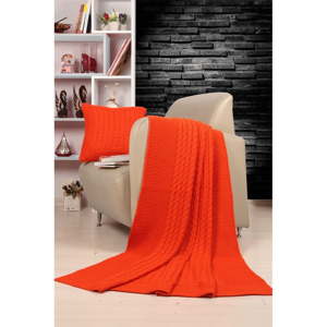 Set oranžového přehozu a polštáře Kate Louise Tricot Blanket Set Sultan