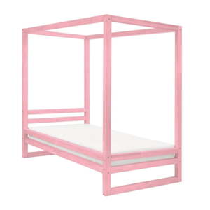 Růžová dřevěná jednolůžková postel Benlemi Baldee, 200 x 90 cm