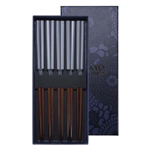 Sada 5 párů čínských hůlek z bambusu Tokyo Design Studio Platina, délka 21,5 cm
