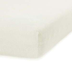 Krémově bílé elastické prostěradlo s vysokým podílem bavlny AmeliaHome Ruby, 160/180 x 200 cm