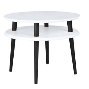 Bílý konferenční stolek s černými nohami Ragaba UFO, Ø 57 cm