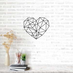 Černá kovová nástěnná dekorace Heart, 47 x 65 cm