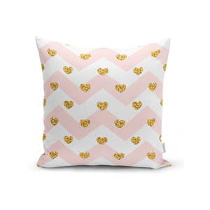 Povlak na polštář Minimalist Cushion Covers Golden Heart Pink Zig Zag, 45 x 45 cm