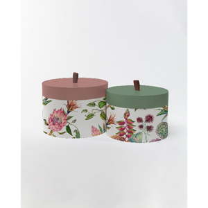 Kulaté úložné krabice Surdic Round Boxes Flores Salvajes s motivem květů, 30 x 30 cm