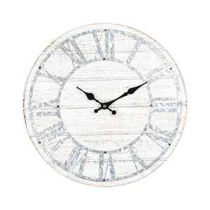 Bílé nástěnné hodiny s modrými detaily Clayre & Eef, ⌀ 40 cm