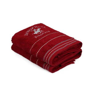 Sada 2 červených ručníků na ruce Polo Club, 50 x 90 cm