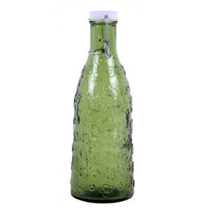 Zelená skleněná láhev Ego Dekor Flora, 1 l