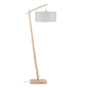 Stojací lampa se světle béžovým stínidlem a konstrukcí z bambusu Good&Mojo Andes