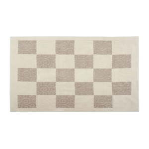 Krémový bavlněný koberec Check 80 x 150 cm