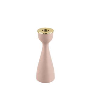 Růžový svícen s detailem ve zlaté barvě PT LIVING Nimble, výška 17,5 cm
