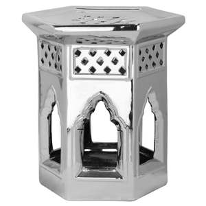 Keramický stolek ve stříbrné barvě vhodná do exteriéru ve stříbrné barvě Safavieh Moroccan, ø 40 cm