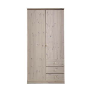 Mléčně bíle lakovaná šatní skříň z borovicového dřeva Steens Ribe, 202 x 100,8 cm