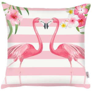 Růžový povlak na polštář Apolena Lovely Flamingos, 43 x 43 cm