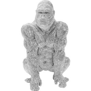 Dekorativní socha ve stříbrné barvě Kare Design Gorilla, výška 46 cm
