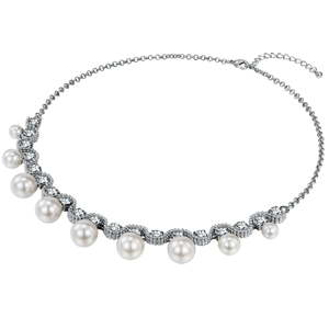 Dámský náhrdelník stříbrné barvy Runway Pearls