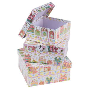 Sada 3 hranatých kartonových boxů Unimasa Gift, 16,5 x 16,5 cm