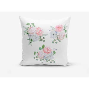 Povlak na polštář s příměsí bavlny Minimalist Cushion Covers Three Soft Flowers, 45 x 45 cm