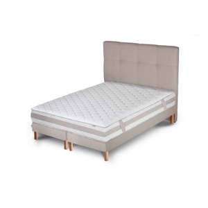 Světle šedá postel s matrací a dvojitým boxspringem Stella Cadente Maison Saturne Saches, 180 x 200  cm