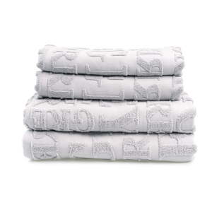 Set 2 šedých ručníků a 2 osušek z bavlny Casa Di Bassi Typo