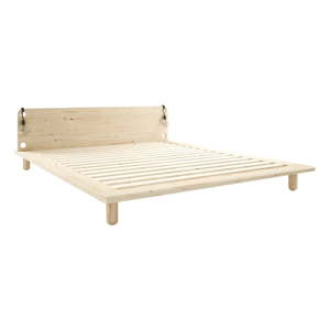 Dvoulůžková postel z masivního dřeva s lampami Karup Design Peek, 188 x 205 cm