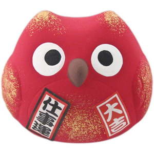 Červená keramická dekorace ve tvaru sovy Tokyo Design Studio Owl, výška 5,5 cm
