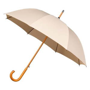 Béžový větruodolný deštník s dřevěným madlem Ambiance Wooden, ⌀ 102 cm