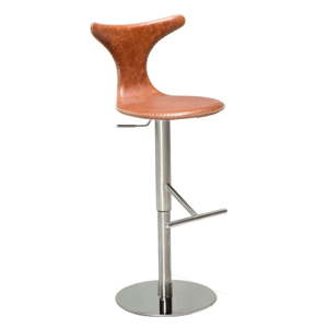 Hnědá kožená barová židle DAN–FORM Denmark Dolphin, výška 78 cm