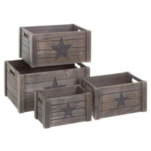 Sada 4 úložných boxů ze dřeva Unimasa Star