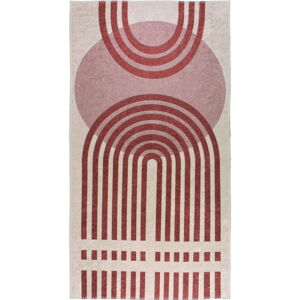 Červeno-bílý pratelný koberec běhoun 80x200 cm – Vitaus