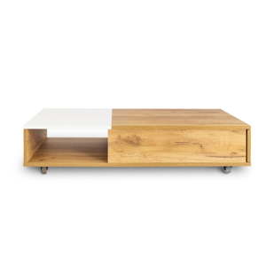 Konferenční stolek se zásuvkou z dubového dřeva SKANDICA Platt