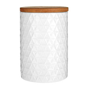 Bílá dóza s bambusovým víkem Premier Housewares White Tri Canister, ⌀ 10 cm