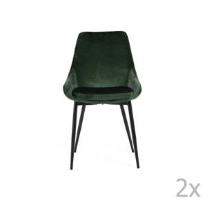 Sada 2 zelených jídelních židlí se sametovým potahem Tenzo Lex