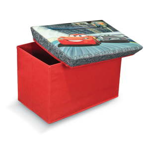Červená úložná taburetka na hračky Domopak Cars, délka 49 cm