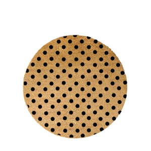 Černá kulatá rohožka z přírodního kokosového vlákna Artsy Doormats Dots, ⌀ 70 cm