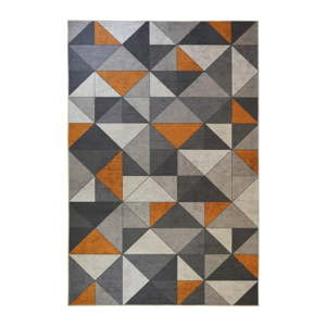 Šedo-oranžový koberec Floorita Shapes, 80 x 150 cm