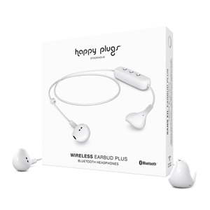 Bílá bezdrátová sluchátka Happy Plugs Earbud