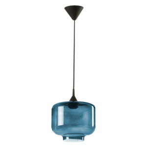 Černé závěsné svítidlo s modrým skleněným stínidlem Tierra Bella Ambar, ø 25 cm