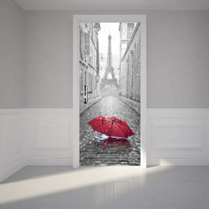 Adhezivní samolepka na dveře Ambiance Eiffel Tower and Umbrella, 83 x 204 cm