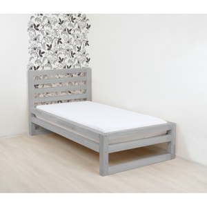 Šedá dřevěná jednolůžková postel Benlemi DeLuxe, 190 x 90 cm