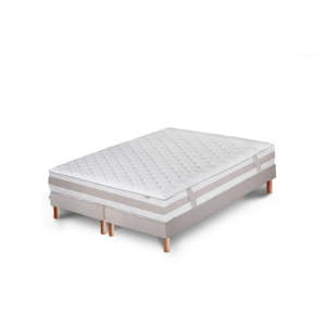Světle šedá postel s matrací a dvojitým boxspringem Stella Cadente Maison Saturne Europe, 140 x 200 cm