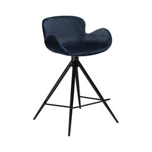 Tmavě modrá barová židle DAN–FORM Denmark Gaia Velvet, výška 87 cm