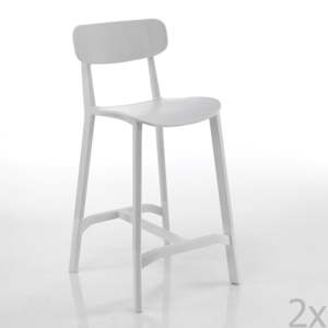 Sada 2 bílých barových židlí vhodných do exteriéru Tomasucci Mara