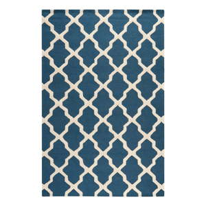 Modrý vlněný koberec Ava Navy, 182x274 cm