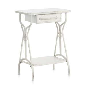 Bílý kovový příruční stolek se šuplíkem Geese Industrial Style
