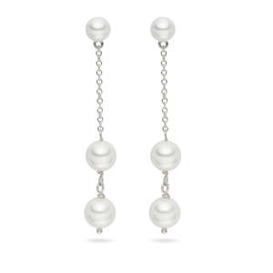 Bílé perlové náušnice Pearls Of London Romance, 5,5 cm