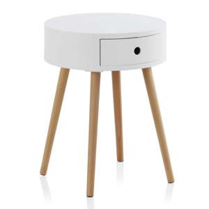 Bílý příruční stolek se šuplíkem a nohami z bukového dřeva Geese Nordic Style Perso