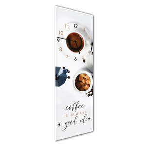 Nástěnné hodiny Styler Glassclock Coffee Time, 20 x 60 cm
