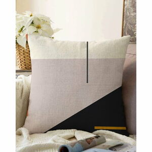 Růžovo-černý povlak na polštář s příměsí bavlny Minimalist Cushion Covers Abstract, 55 x 55 cm