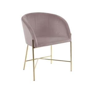 Pastelově růžová židle s nohami ve zlaté barvě Interstil Nelson